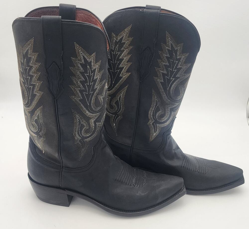 Lucchese Men's Black Goat Leather Cowboy Boots M1007 S54 Size 11D